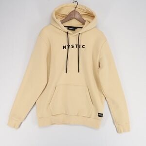 Mystic Hoodie Mens L Beige Graphic Boarding Pullover Kangaroo Pocket Fleece